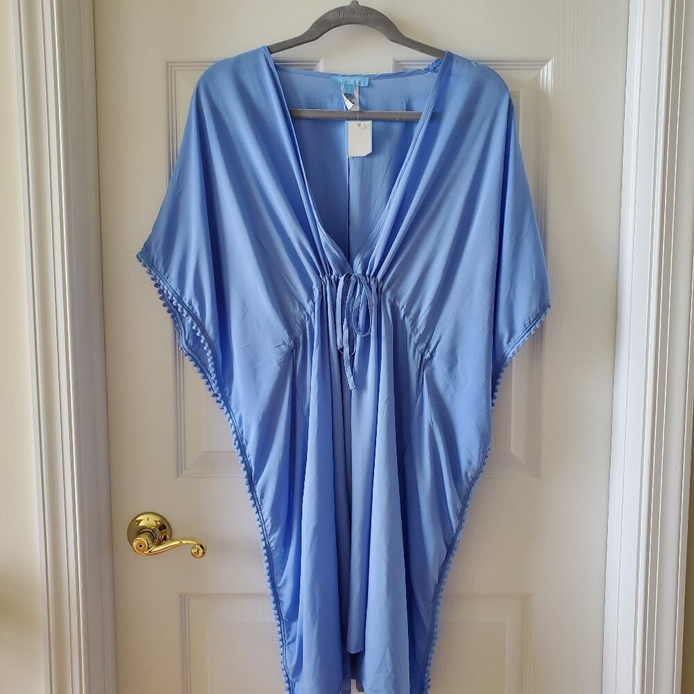 Draper James RSVP Swim Beach cover up Kimono cinched waist pretty blue sz Small
